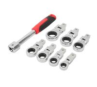 Respicefinem Ratcheting Wrenches 8PCS Flexible Ratchet Wrench with 7 Heads Quick Change 180 Degrees Rotate 72 Teeth Chrome Vanadium Steel Metric Wrench Set Metric
