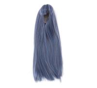 Respicefinem Realistic 18.5 21cm Doll Long Straight Wig with Bangs Soft High Temperature Synthetic Hair Elastic Mesh Cap for 1 4 Scale Granny Gray Dolls Styling (Blue)