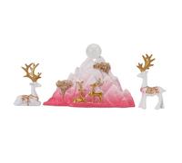 Respicefinem Resin Sitting Standing Deer Statues Reindeer Figurines Ornaments Mountain Rockery Sculpture For Home Office Living Room Tv Cabinet Decoration Pink (Pink)