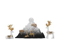 Respicefinem Resin Sitting Standing Deer Statues Reindeer Figurines Ornaments Mountain Rockery Sculpture For Home Office Living Room Tv Cabinet Decoration Pink (Type 1)