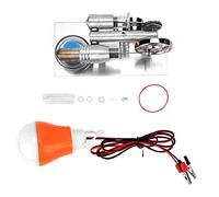 Respicefinem Silver T Shape Hot Air Stirling Engine Micro Generator Mini Steam Engine Model Stainless Steel With Multi Color LED Lamp For Physics Learning And Gift Giving