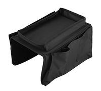 Respicefinem Sofa Armrest Hanging TV Remote Control Organizer Couch Storage Bag with Cup Holder Tray Ideal for Sofa Couch Armrest German Version Washabl (Black)