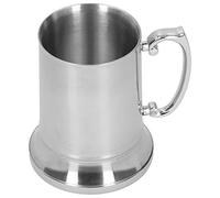 Respicefinem Stainless Steel Beer Mug with Handle Shatterproof 304 Stainless Steel 450ml for Bar Hotel Home Use Mirror Polished Silver (560ml)