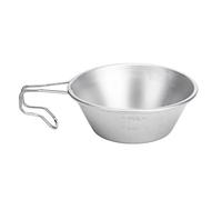 Respicefinem Stainless Steel Camping Cup With Measuring Scale And Hook Handle For Backpacking Travel Outdoor Picnic Use Silver (Silver sizzling bowl)