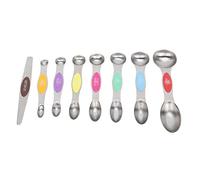 Respicefinem Stainless Steel Magnetic Double Head Measuring Spoon Set for Baking and Seasoning with Colored Handle and Scaled Design