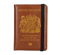 Respicefinem UK Passport Card Holder Made of Premium PU Leather Brown Color Safe Antimagnetic Design Ideal for Travel Business and Outdoor Use Suitable for Multiple Cards and