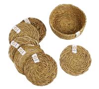 Respiin Natural Seagrass Coasters with Holder - Set of 6