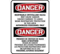 Respirable Crystalline Silica Warning Statement OSHA Danger French/English Bilingual Sign, Plastic 14" x 10", Made in USA - AccuformNMC, FBMCAW045VP