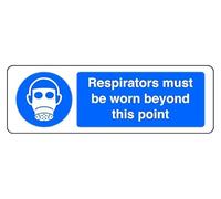Respirators Must Be Worn Beyond Sid This Point - safety sign - 3mm Aluminum Dibond for indoor/outdoor usage (300mm x 100mm) 5m Viewing Distance.
