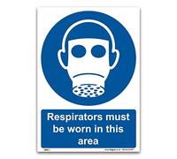Respirators must be worn in this area Sign - A5 1mm Rigid Plastic - Mandatory Safety PPE