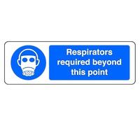 Respirators Required Beyond Ory This Point - safety sign - 3mm Aluminum Dibond for indoor/outdoor usage (300mm x 100mm) 5m Viewing Distance.