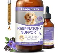 Respiratory support for Dogs - Easy Breathing, Soothes Throat, Lysine, Mullein, Marshmallow, Platycodon, Vitamins, All Breeds & Sizes, Bacon Flavor, Herbal Formula Supplement, 60mL