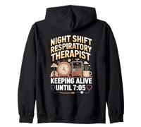 Respiratory Therapist Night Shift RT Healthcare Zip Hoodie