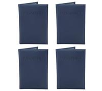 RespireFinem 4 Pieces Passport Holder Soft Waterproof PU Leather Travel Holder Deck Operation for Men Women in Dark Blue Ideal for Storing Travel Messengers and Various, darkblue