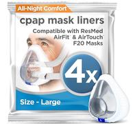 resplabs CPAP Mask Liners - Soft Breathable Reusable Fabric Cushion Liners Compatible with AirFit and AirTouch F20 Full Face CPAP Masks - Large - 4 Pack