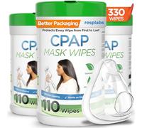 resplabs CPAP Mask Wipes - Unscented, Alcohol-Free Daily CPAP Cleaner for Full Face, Nasal & Pillow Masks - 330 Count (110 x 3 Pack)