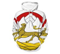 Respublika Severnaya Osetiya-Alaniy National Flag Unisex Printed Hoodie - Printed Drawstring Tops Pullover Fashion Loose Casual Hoodie Long Sleeve Spring Autumn Comfortable Vintage Hooded Ja White