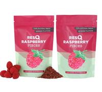 RESQ 2x100g Raspberry Air-Dried Pieces - 100% Natural, No Added Sugar, Gluten-Free, Resealable Pack - Ideal for Breakfasts, Smoothies, Ice Cream & Baking - Made and Sourced in the UK (Raspberry)