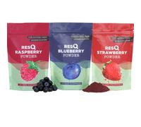 RESQ 3x90g Fine Berry Powders - Raspberry, Blueberry & Strawberry, Pure, No Added Sugar, Sustainable & Preservative-Free, Sourced and Made in The UK