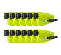 resqme Family Pack of 12, The Original Emergency Keychain Car Escape Tool, 2-in-1 Seatbelt Cutter and Window Breaker, Made in USA, Yellow