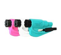 resqme Family Pack of 3 The Original Emergency Keychain Car Escape Tool, 2-in-1 Seatbelt Cutter and Window Breaker, Made in USA, Pink, White, Teal - Compact Emergency Hammer