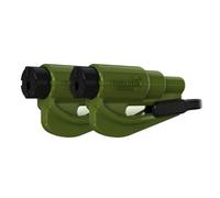 resqme The Original Emergency Keychain Car Escape Tool, 2-in-1 Seatbelt Cutter and Window Breaker, Made in USA, Army Green Pack of 2- Compact Emergency Hammer