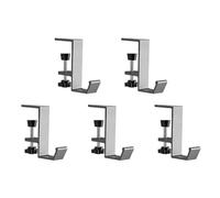 Ressm 5 Pcs Single-Layer Locking Table Hook Student Bag Hook Office Desk Mobile Bag Hook Desk Side Table Hook Silver Gray