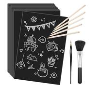 Ressm 50 Sheets ScratchArt for Kids 4.9x7.3inch Scratch Paper Art Set Painting with Art Tools DIY
