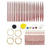 Ressm Aluminum Interchangeable Sewing Crochet Needles Circular Knitting Needles Set Weaving Yarn Knitting Tools Weave Kit C