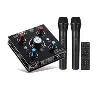 Ressm Dual Microphone Karaoke Machine Bluetooth 5.0 Sound Power Amplifier Integrated Amp & U-Disk Player Home Audio Subwoofer