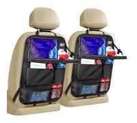 Resszo 2 Pack Car Seat Organiser Kids, Backseat Organiser with Foldable Tray Table, Large Car Organiser Back Seat with 6 Pockets, Tablet Holder for Kids Toy Storage