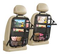 Resszo 2 Pack Car Seat Organiser Kids, Backseat Organiser with Foldable Tray Table, Large Car Organiser Back Seat with 6 Pockets, Tablet Holder for Kids Toy Storage