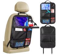 Resszo Car Organiser,Car Seat Organiser for Kids with Tablet Holder, Multifunctional WaterProof Back Seat Protector with 10.5 iPad Foldable Tray Table, 6 Pockets Toy Storage