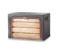 Resszo Clothes Storage Boxs With Lid, Large Storage Box With Double Opening Zips Clear Windows, Foldable Oxford Cloth Steel Frame, Waterproof Wardrobe Storage Organiser for Bedding, Blankets