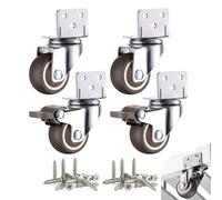 Resszo L Shaped Heavy Duty Castor Wheels, 25 MM Side Mount Castors Wheels, 360 Degree Plate Swivel Trolley Caster for Furniture Thermoplastic Elastomer (TPE)