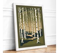 Rest Among Birches Japandi Framed Wall Art Print A2 (59.4×42cm) White, Wall Decor for Living Room, Bedroom, Office & Home, Ready to Hang, Art Gift