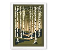 Rest Among Birches Japandi Framed Wall Art Print A3 (42×29.7cm) White, Wall Decor for Living Room, Bedroom, Office & Home, Ready to Hang, Art Gift