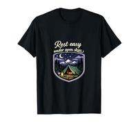 Rest Easy Under Open Skies Camping Mountain Badge T-Shirt