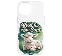 Rest For Your Soul/Matthew 11 / peaceful lamb by water Case for iPhone 15