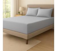 Rest Fusion Deep Fitted Sheet - 40cm Extra Deep Pocket - Fully Elastic - Soft Brushed Microfibre - Wrinkle, Shrink & Fade Resistant - Easy Care - Bed Bottom Sheet (Grey Silver, Double)