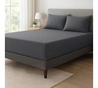 Rest Fusion Deep Fitted Sheet - 40cm Extra Deep Pocket - Fully Elastic - Soft Brushed Microfibre - Wrinkle, Shrink & Fade Resistant - Easy Care - Bed Bottom Sheet (Charcoal Grey, Single)