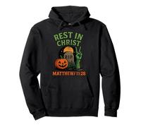 Rest In Christ Matthew 11:28 Christian Vintage Halloween Pullover Hoodie