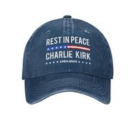 Rest in Peace Charlie Kirk Hats Memorial Tribute Charlie 1993 2025 Denim Cap (UK, Alpha, One Size, Navy Blue)