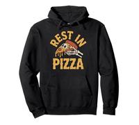 Rest In Pizza Funny Skeleton Skull Pizza Lover Pun Pullover Hoodie