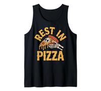 Rest in Pizza Funny Skeleton Skull Pizza Lover Pun Tank Top