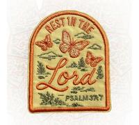 Rest in The Lord Psalm 37:7 Patch 3 Inches Funny Butterfly Cross Christian Religious Faith Iron On/Sew On Embroidery Fabric Applique Morale Patches for Backpack Vest Hat, Dog Harness Gifts Mom Dad