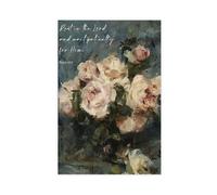 Rest In The Lord Scripture Canvas Poster Art Print, Bible Verse Wall Art Decor, Floral Sign Give You Rest Christian Aesthetic Wall Decor, Psalm 37