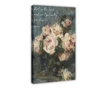 Rest In The Lord Scripture Canvas Poster Art Print, Bible Verse Wall Art Decor, Floral Sign Give You Rest Christian Aesthetic Wall Decor, Psalm 37