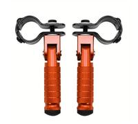 Rest Pedal 8mm Universal Motorcycle Folded Footrest Pedals CNC Aluminum Adjustable Design Foot Rests Footrests Accessories(Orange)
