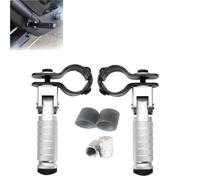 Rest Pedal Motorcycle Part Universal Pedals Clamp CNC Aluminum Folded Footrest Footpeg Motorcycles Mopeds Scooters 22-27mm(Silver)